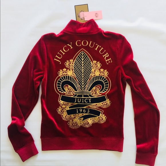 Juicy Couture Tops - $128 Juicy Couture Fleur de Lis burgundy velour